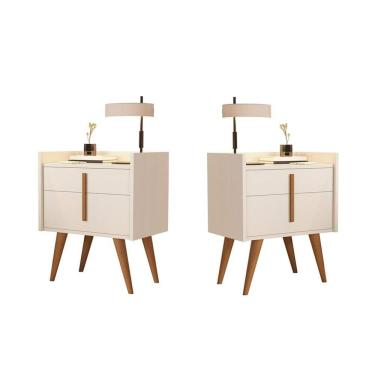 Imagem de Kit 2 Mesa Cabeceira 1 Gaveta 1 Porta Pés Palito 1188 Davi