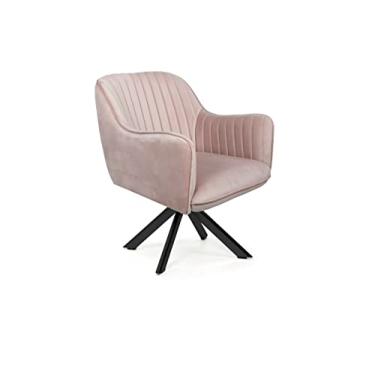 Imagem de Poltrona Miley veludo rosa giratória preta