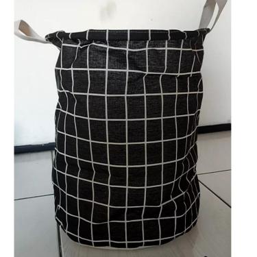 Imagem de Cesto Organizador Tecido Dobrável Roupa Brinquedo Lavanderia
