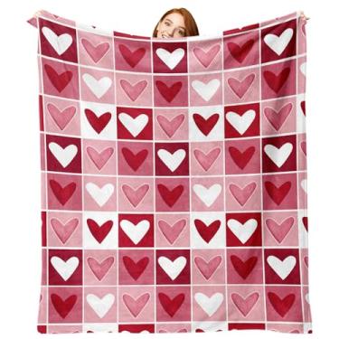 Imagem de Zzkol Cobertor de flanela para o dia dos namorados, rosa, vermelho, coração, búfalo, xadrez, presentes de aniversário de casamento, para mulheres, namorada, esposa, amante, cobertor romântico macio