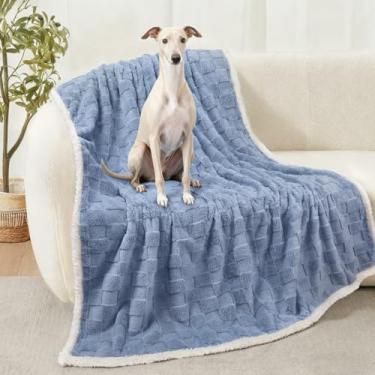 Imagem de Luciphia Cobertor impermeável para cães grandes, lavável, macio, de lã de ovelha, cobertor de gato com jacquard 3D, confortável, calmante, reversível, protetor de sofá, proteção de móveis para animais