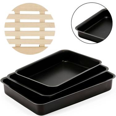 Imagem de Jogo De Assadeiras 03 Peças Antiaderentes + Descanso Panela