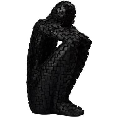 Imagem de Escultura: resina, mosaico nórdico moderno, humano, minimalista, preto