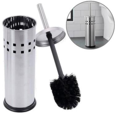 Imagem de Escova de Banheiro Inox Mimo Style Higiênica Com Suporte Moderno Prata
