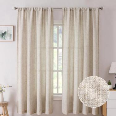 Imagem de Cortina Tollpiz Linen Semi Transparente 100% Linho 54x160cm Natural