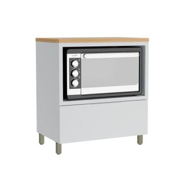 Imagem de Balcão de Cozinha com Tampo Marquesa 100% MDF 1 Gaveta Branco e Nature