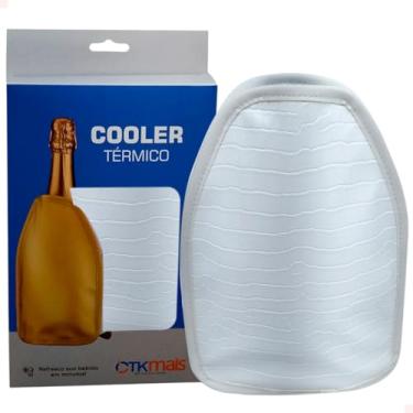 Imagem de Cooler Bolsa Térmica com Gel para Garrafa 750ml em Nylon Vinho Espumante Bebidas Cooler Sleeve CTK Mais (Branca Croco)