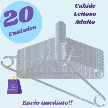 Imagem de Kit 20 Cabides De Acrílico Leitoso Translúcido Adulto Reforçado - Itu 
