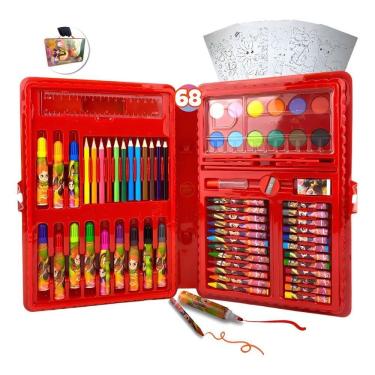 Imagem de Estojo Maleta 68 Peças Crianças Canetinhas Giz Lápis Menina