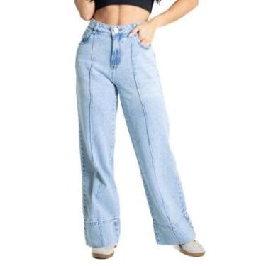 Imagem de Calça Jeans Sawary Wide Leg Petit - 280891 - Azul claro 44-Feminino