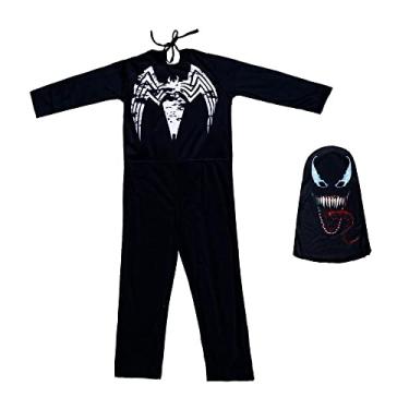 Imagem de Fantasia Venom Infantil Macacão Longo Com Máscara Gorro
