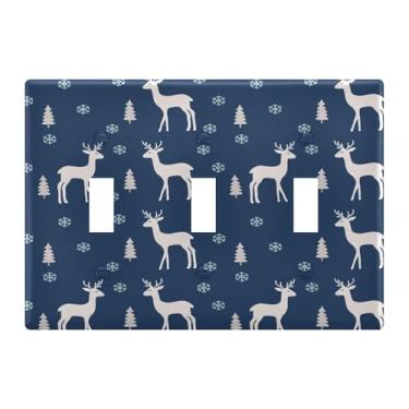 Imagem de Burbuja Capa de placa de parede para interruptor de luz de veado de árvore de inverno, placa decorativa de parede, parafusos incluídos, 3 faixas