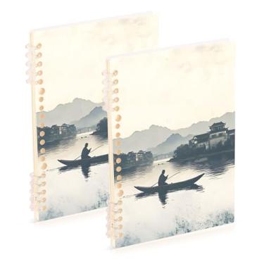 Imagem de Burbuja Cadernos com nome, papel pautado universitário A5 com 60 folhas, fichário para escritório, 2 unidades