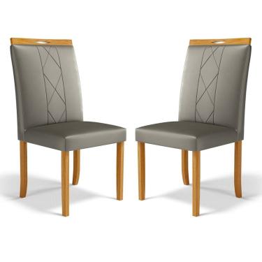 Imagem de Kit Com 2 Cadeiras Ana Madeira Maciça Estofadas Para Mesa De Jantar
