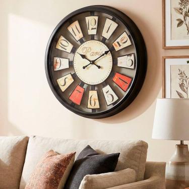 Imagem de Relógio De Parede Preto Vazado Decoração Paris Rustico 40cm