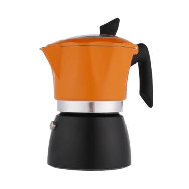 Imagem de Panela de moka com 6 xícaras com tampa de vidro transparente, máquina de café expresso de fogão de alumínio de 300 ml, cafeteira e café clássica para casa, cozinha, acampamento, viagem (laranja e
