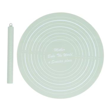 Imagem de QANYEGN Conjunto de rolo e esteira de silicone, rolo de massa com folha de pastelaria antiaderente, conjunto de rolo de massa para massa, pizza, tortas, doces (Verde)