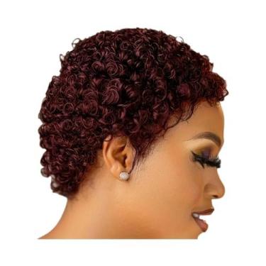 Imagem de Peruca Feminina Curta Cacheada De Cabelo Humano, Estilo Kinky, Feita À