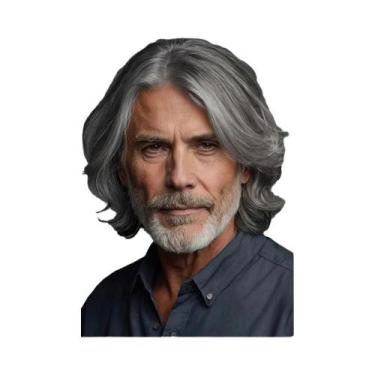 Imagem de Peruca Curta Ondulada Cinza Para Homens, Sintética, Para Cosplay E Fes