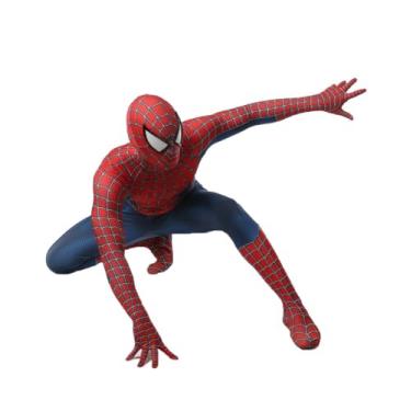 Imagem de COLOWANA Fantasia cosplay de Halloween super-herói elastano macacão máscara fantasia estilo 3D (vermelho, adultos-G (altura: 65-67 polegadas))