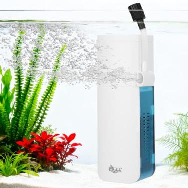 Imagem de AQQA Filtro de aquário para tanque de 10-30 galões, filtro interno de aquário submersível 105GPH com fluxo de água ajustável para bio-filtração, circulação de água e oxigenação (5W para tanque de 10