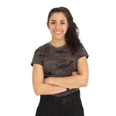 Imagem de Camiseta Feminina Militar Baby Look Camuflada Digital Petróleo - Atack