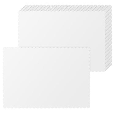 Imagem de Sabary 100 peças de jogo americano branco descartável de Natal 35 x 26 centímetros de borda ondulada tapete de mesa em branco para festa de Natal de inverno para adultos decoração de mesa de jantar