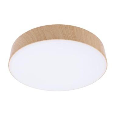 Imagem de FTVOGUE Luminária de Teto Moderna LED Redonda e Minimalista Luminária de Teto Com Controle Remoto, Temperatura de 3 Cores, Dimerização Contínua para Sala de Estar, Quarto, Cozinha (Cor Madeira