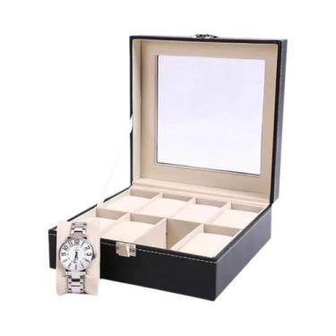 Imagem de Organizador De Caixa De Relógio Masculino Em Couro PU Com Tampa De Vid