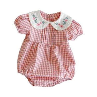 Imagem de Macacão Bordado Rosa para Bebê Menina - Roupa de Verão Princesa 2024, 