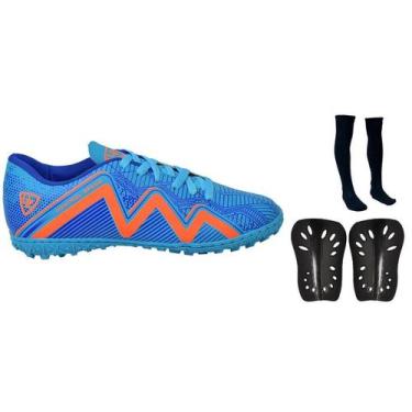 Imagem de Chuteira Society 1000 Campo Sintético Costurado Futebol Travas Novo + 