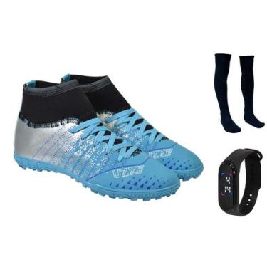 Imagem de Chuteira Cano Alto Society Botinha Costurada + Meião + Relógio Digital