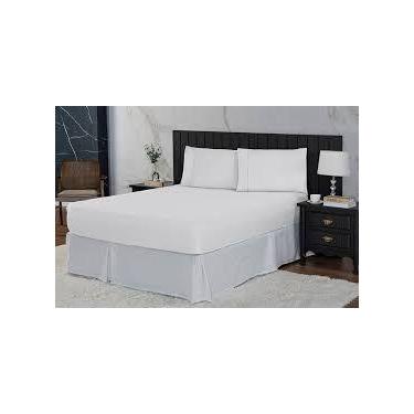 Imagem de Jogo De Cama Casal 3 Peças Algodão 400 Fios Toque Aveludado Branco - g