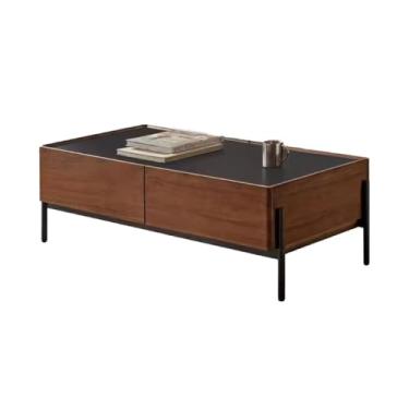 Imagem de Mesa central de madeira maciça, mesa de centro moderna minimalista para sala de estar, mesa de chá quadrada para uso doméstico, nogueira preta, ardósia, mesa de chá para quarto