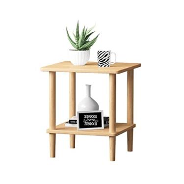 Imagem de Mesa de centro pequena mesa de centro sala de estar sofá mesa lateral quarto mesa de cabeceira mesa de centro quadrada de 2 camadas (cor natural) mesa de quarto