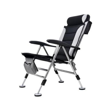 Imagem de Cadeira de pesca, encosto ajustável e pernas, almofada removível, cadeira de pesca dobrável, banco de pesca, acampamento, acampamento
