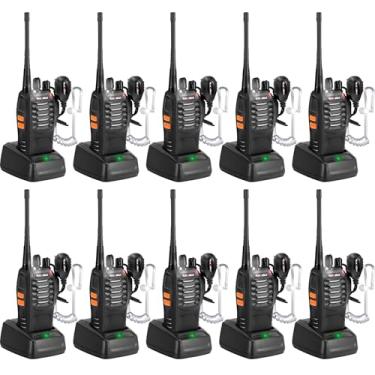 Imagem de MaxTalker Walkie Talkies Mt-8S De Longo Alcance Com Lanterna, Bateria Íon-Lítio 1500 Mah, Suporte Para Fones Ouvido Carregamento Tipo C Adultos, Pacote 10