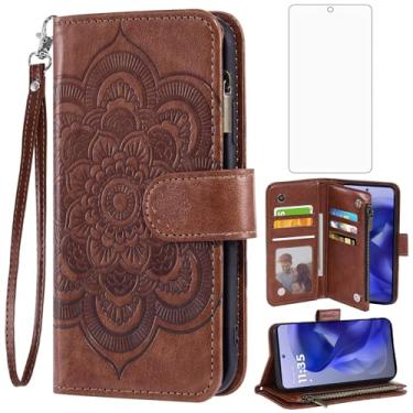 Imagem de Asuwish Capa de telefone para Motorola Moto G Power 5G 2025/G Play 2025 Capa carteira com protetor de tela de vidro temperado e flor flip porta-cartão de crédito suporte acessórios para celular XT2515