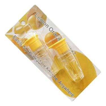 Imagem de Espremedor manual de limão, 2 peças de espremedor de frutas cítricas portátil para limão e laranja | Design com tampa rosqueada com filtro | Livre de BPA, fácil de limpar | para coquetéis, cozinhar