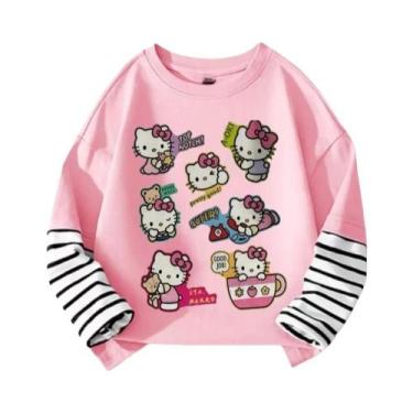 Imagem de Camiseta De Algodão De Manga Longa Com Estampa Da Hello Kitty Para Men
