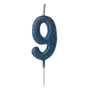 Imagem de BALAO METALIZADO C/CANUDO 16" AZUL NUMERO 9