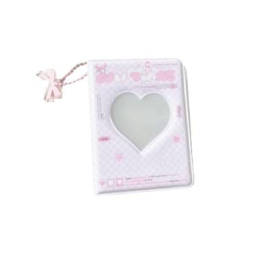 Imagem de Fichário, capa de cartão de foto fofa de 7,6 cm, porta-cartões para identidade, mini álbum de fotos fofo portátil para coleção de cartões de foto, 40 bolsos (rosa estilo 2)