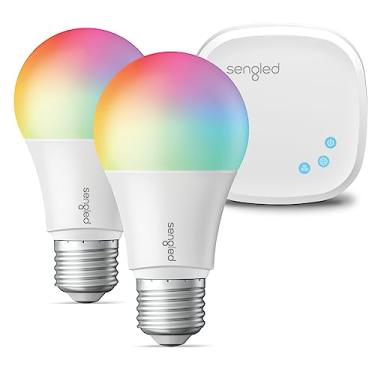 Imagem de Sengled Kit inicial de lâmpada inteligente, lâmpadas inteligentes que funcionam com Alexa, Google Home, lâmpada que muda de cor, lâmpadas Alexa, lâmpadas reguláveis A19 E26 800 LM, 8,6 W (equivalente