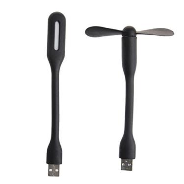 Imagem de JAGTRADE Ventoinha USB Flexível Portátil Mini Ventoinha USB 5V com Lâmpadas LED USB para Carregador Portátil Notebook Computador Gadget de Verão, Preto