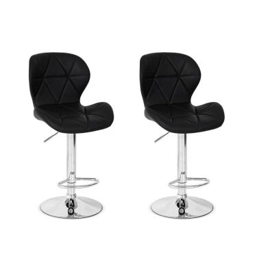 Imagem de Conjunto 02 Banquetas Slim Couro   Preta