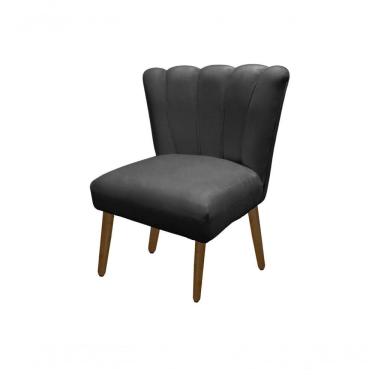 Imagem de Cadeira Pétala Flor Para Sala De Estar Penteadeira Salão Suede Cinza Escuro