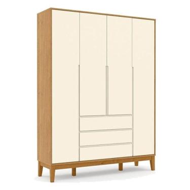Imagem de Guarda Roupa Infantil Nature Clean 4 Portas Freijó Off White Eco Wood - Matic