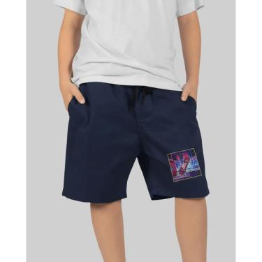 Imagem de Bermuda DR7 Street Tactel Infantil Pixel - Azul Marinho-Unissex