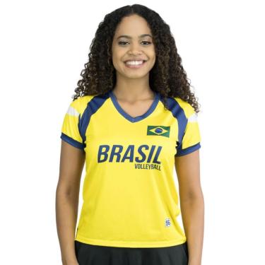 Imagem de Camisa de Vôlei Brasil Retrô 1996 Atlanta Amarela Feminina-Feminino