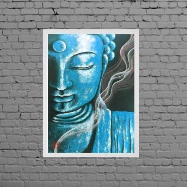 Imagem de Quadro Decorativo Buda ul 24X18Cm - Madeira Branca - Quadros On-Line
